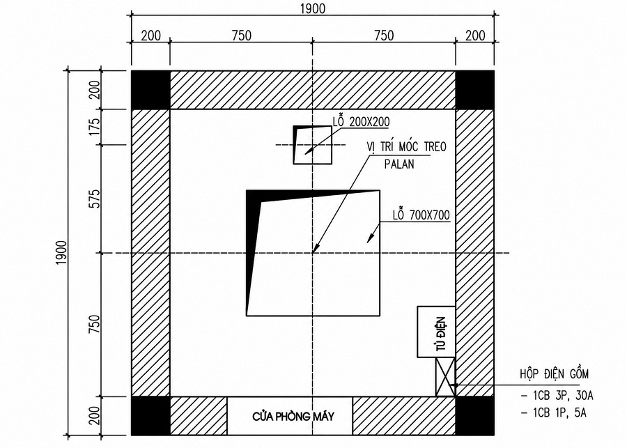 Kích thước lỗ chờ kỹ thuật